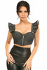 Shop Daisy Corsets Lingerie & Outerwear Corsetry-Lavish Black Denim UnderWire Bustier Top With Removable Ruffle Sleeves