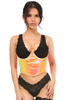 Shop Daisy Corsets Lingerie & Outerwear Corsetry-Lavish Pink/Yellow Holo Open Cup UnderWire Waist Cincher