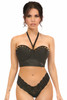 Shop Daisy Corsets Lingerie & Outerwear Corsetry-Lavish Faux Leather Halter Bustier With Spikes