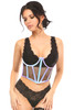 Shop Daisy Corsets Lingerie & Outerwear Corsetry-Lavish Blue/Purple Holo & Fishnet UnderWire Waist Cincher Corset