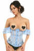 Shop Daisy Corsets Lingerie & Outerwear Corsetry-Lavish Sheer Light Blue Lace UnderBust UnderWire Corset With Ruffle Sleeve