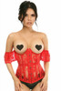 Shop Daisy Corsets Lingerie & Outerwear Corsetry-Lavish Sheer Red Lace UnderBust UnderWire Corset With Ruffle Sleeve