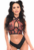 Shop Daisy Corsets Lingerie & Outerwear Corsetry-Lavish Red Plaid Mesh UnderWire Cincher With Built In Halter Top