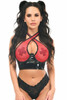 Shop Daisy Corsets Lingerie & Outerwear Corsetry-Lavish Red/Black Vinyl & Fishnet Halter Top UnderWire Cincher