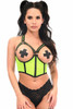 Shop Daisy Corsets Lingerie & Outerwear Corsetry-Lavish Neon Green UnderWire Open Cup Mesh Cincher With Criss Cross Back