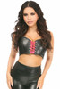 Shop Daisy Corsets Lingerie & Outerwear Corsetry-Lavish Black/Hot Pink Faux Leather Lace-Up Short Bustier Top