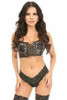 Shop Daisy Corsets Lingerie & Outerwear Corsetry-Lavish Black Fishnet & Faux Leather Lace-Up Short Bustier Top