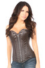 Shop Daisy Corsets Lingerie & Outerwear Corsetry-Top Drawer Distressed Dark Brown Faux Leather Steel Boned Corset
