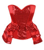 Shop Daisy Corsets Lingerie & Outerwear Corsetry-Top Drawer Red Satin & Sequin Steel Boned Corset With Removable Snap Skirt