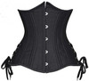 Shop Daisy Corsets Lingerie & Outerwear Corsetry-Top Drawer Black Satin Double Steel Boned Curvy Cut Waist Cincher Corset With Lace-Up Sides