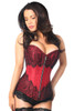 Shop Daisy Corsets Lingerie & Outerwear Corsetry-Top Drawer Wine Brocade Steel Boned Corset With Black Eyelash Lace