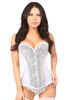 Shop Daisy Corsets Lingerie & Outerwear Corsetry-Top Drawer White/Silver Sequin Steel Boned Corset