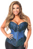 Shop Daisy Corsets Lingerie & Outerwear Corsetry-Top Drawer Plus Size Blue Brocade Steel Boned Corset With Black Eyelash Lace