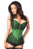 Shop Daisy Corsets Lingerie & Outerwear Corsetry-Top Drawer Emerald Brocade Steel Boned Corset With Black Eyelash Lace