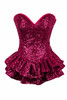 Shop Daisy Corsets Lingerie & Outerwear Corsetry-Top Drawer Fuchsia Sequin Steel Boned Mini Corset Dress