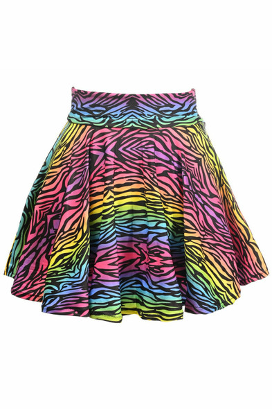Shop Daisy Corsets Lingerie & Outerwear Corsetry-Rainbow Animal Print Stretch Lycra Skirt