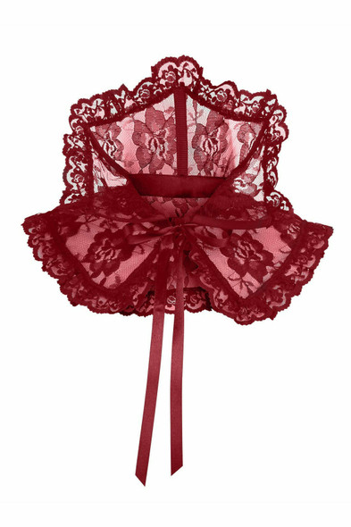 Shop Daisy Corsets Lingerie & Outerwear Corsetry-Dark Red Lace Neck Collar