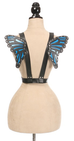 Shop Daisy Corsets Lingerie & Outerwear Corsetry-Black/Blue Vegan Leather Butterfly Wings