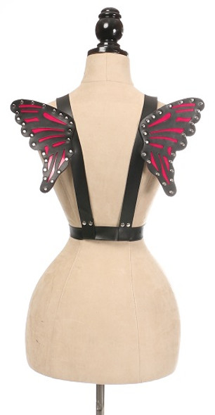 Shop Daisy Corsets Lingerie & Outerwear Corsetry-Black/Fuchsia Vegan Leather Butterfly Wings