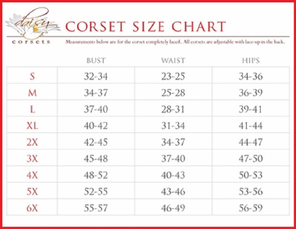 Daisy Corsets Size Chart