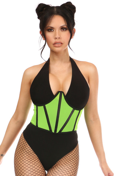 Shop Daisy Corsets Lingerie & Outerwear Corsetry-Lavish Neon Green Mesh Open Cup Waist Cincher