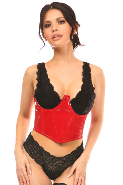 Shop Daisy Corsets Lingerie & Outerwear Corsetry-Lavish Red Patent Open Cup UnderWire Waist Cincher