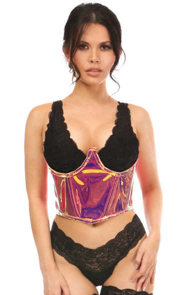 Shop Daisy Corsets Lingerie & Outerwear Corsetry-Lavish Rainbow Gold Holo Open Cup UnderWire Waist Cincher