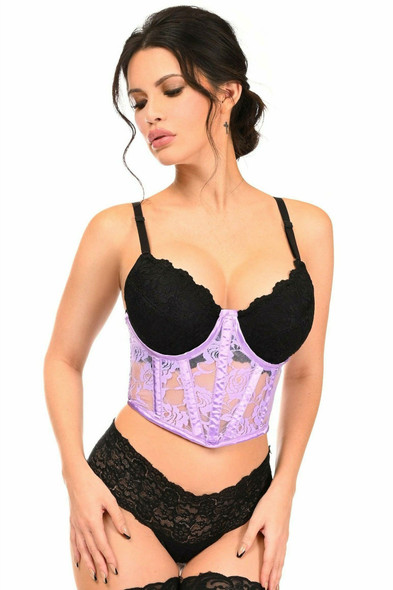 Shop Daisy Corsets Lingerie & Outerwear Corsetry-Lavish Lavender Sheer Lace UnderWire Waist Cincher Corset