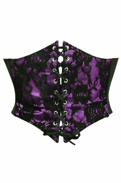 Shop Daisy Corsets Lingerie & Outerwear Corsetry-Lavish Purple With Black Lace Overlay Corset Belt Cincher