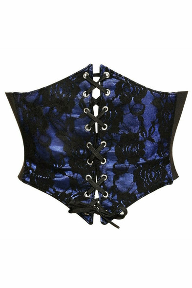 Shop Daisy Corsets Lingerie & Outerwear Corsetry-Lavish Blue With Black Lace Overlay Corset Belt Cincher