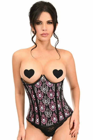 Shop Daisy Corsets Lingerie & Outerwear Corsetry-Lavish Skull Print UnderWire Open Cup UnderBust Corset