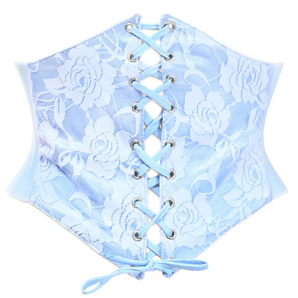 Shop Daisy Corsets Lingerie & Outerwear Corsetry-Lavish Light Blue Lace Corset Belt Cincher