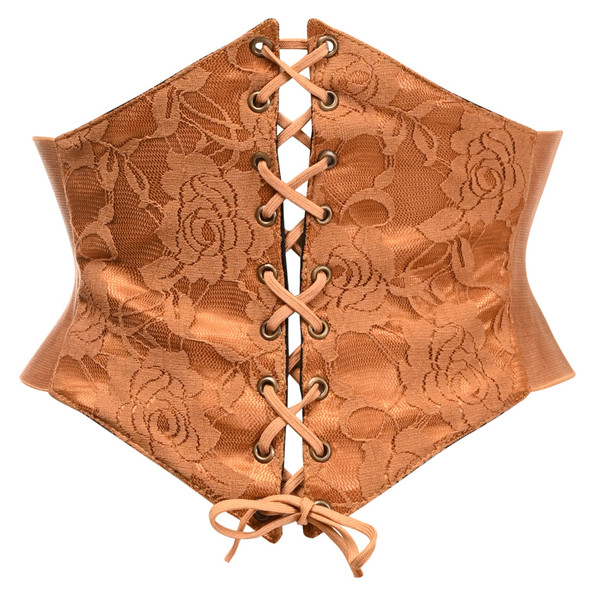 Shop Daisy Corsets Lingerie & Outerwear Corsetry-Lavish Caramel Lace Corset Belt Cincher