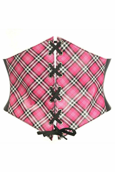 Shop Daisy Corsets Lingerie & Outerwear Corsetry-Lavish Pink Plaid Lace-Up Corset Belt Cincher