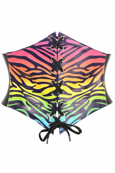 Shop Daisy Corsets Lingerie & Outerwear Corsetry-Lavish Rainbow Animal Print Lace-Up Corset Belt Cincher
