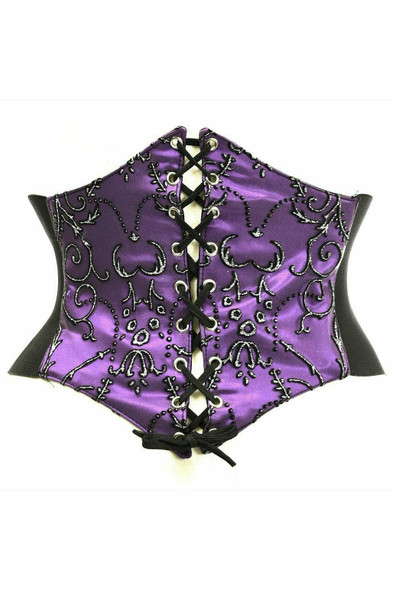 Shop Daisy Corsets Lingerie & Outerwear Corsetry-Lavish Purple Embroidered Corset Belt Cincher