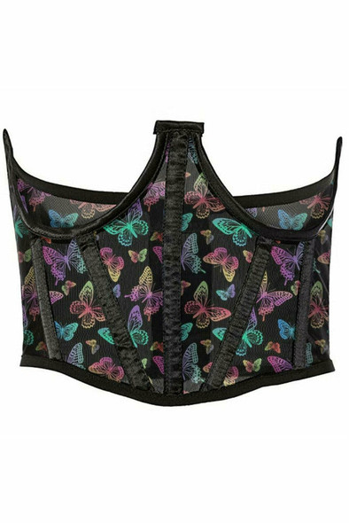 Shop Daisy Corsets Lingerie & Outerwear Corsetry-Lavish Neon Butterfly Print Mesh Open Cup Waist Cincher