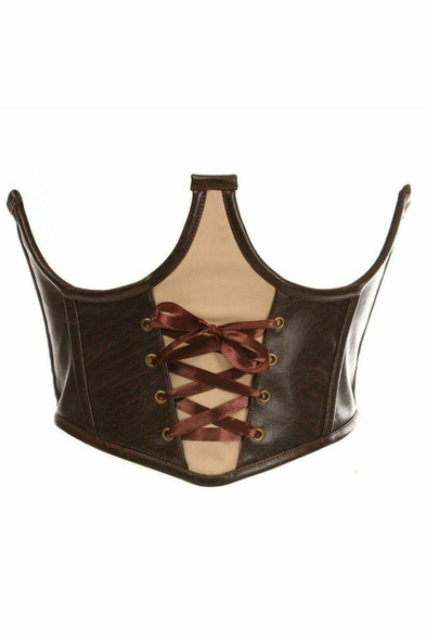 Shop Daisy Corsets Lingerie & Outerwear Corsetry-Top Drawer Faux Leather Steel Boned Lace-Up Open Cup Waist Cincher