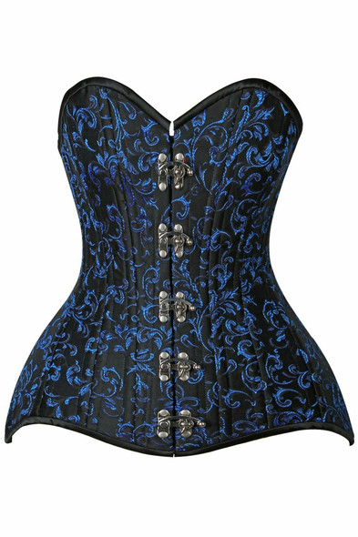 Shop Daisy Corsets Lingerie & Outerwear Corsetry-Top Drawer Curvy Blue Brocade Double Steel Boned OverBust Corset