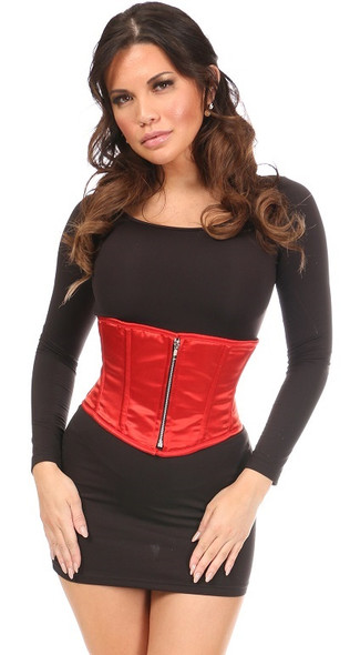 Shop Daisy Corsets Lingerie & Outerwear Corsetry-Top Drawer Red Satin Steel Boned Mini Cincher