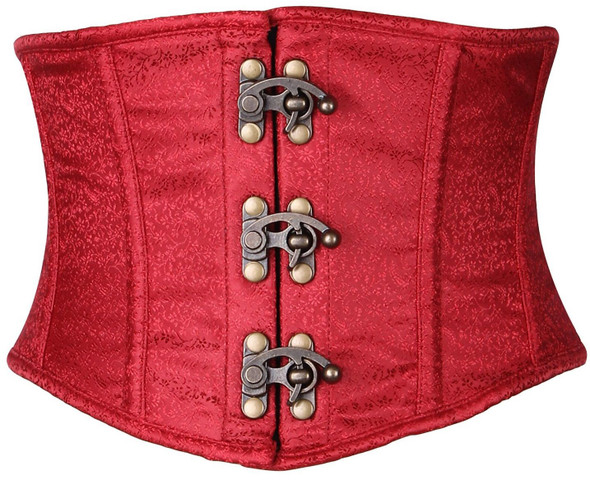 Shop Daisy Corsets Lingerie & Outerwear Corsetry-Top Drawer Wine Brocade Steel Boned Mini Cincher With Clasps