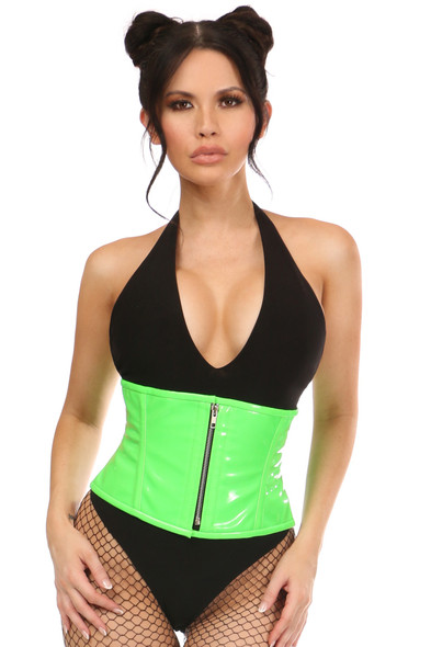 Shop Daisy Corsets Lingerie & Outerwear Corsetry-Top Drawer Neon Green Patent Steel Boned Mini Cincher