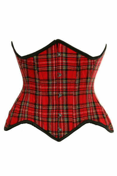 Shop Daisy Corsets Lingerie & Outerwear Corsetry-Top Drawer Red Plaid Double Steel Boned Curvy Cut Waist Cincher Corset