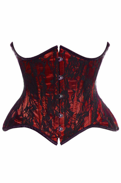 Shop Daisy Corsets Lingerie & Outerwear Corsetry-Top Drawer Red With Black Lace Double Steel Boned Curvy Cut Waist Cincher Corset