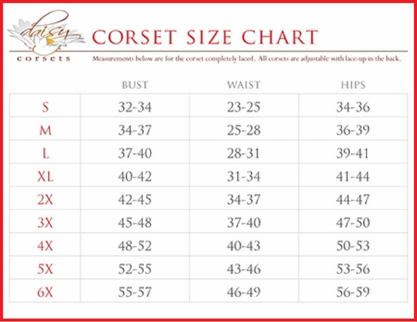 Daisy Corsets Size Chart