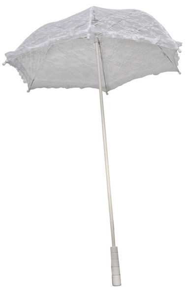 Women's 33" Lace Parasol With Ruffle White