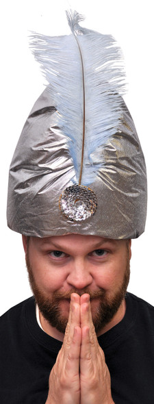 Men's Turban Deluxe With Plume Adult Silver