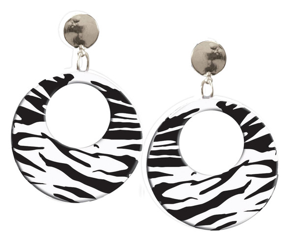 Earrings Zebra White Adult