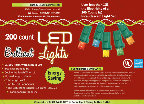 200-Count M5 Holiday Lights Multi