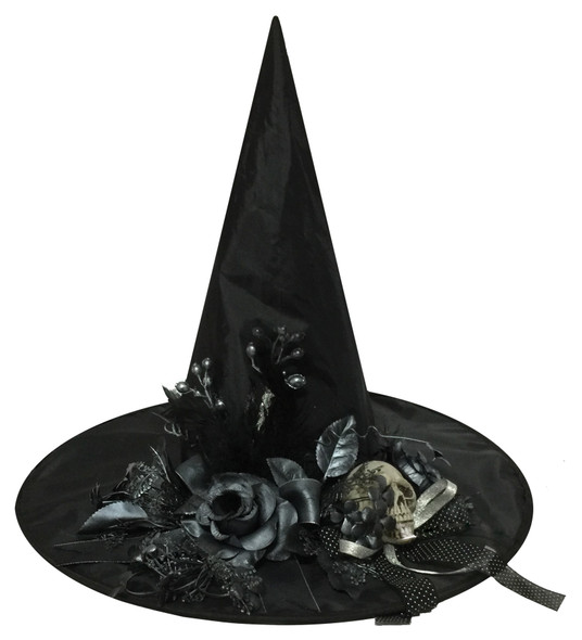 Women's Witch Hat With Bone Skull